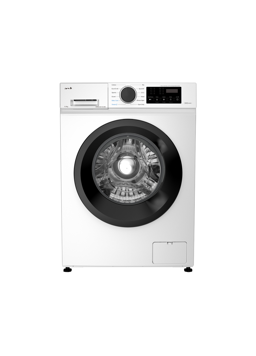 Arielli AWM-60115 INV washing machine 6 kg 1000 rpm inverter motor Steam 60 dB class A Slim 44 cm white