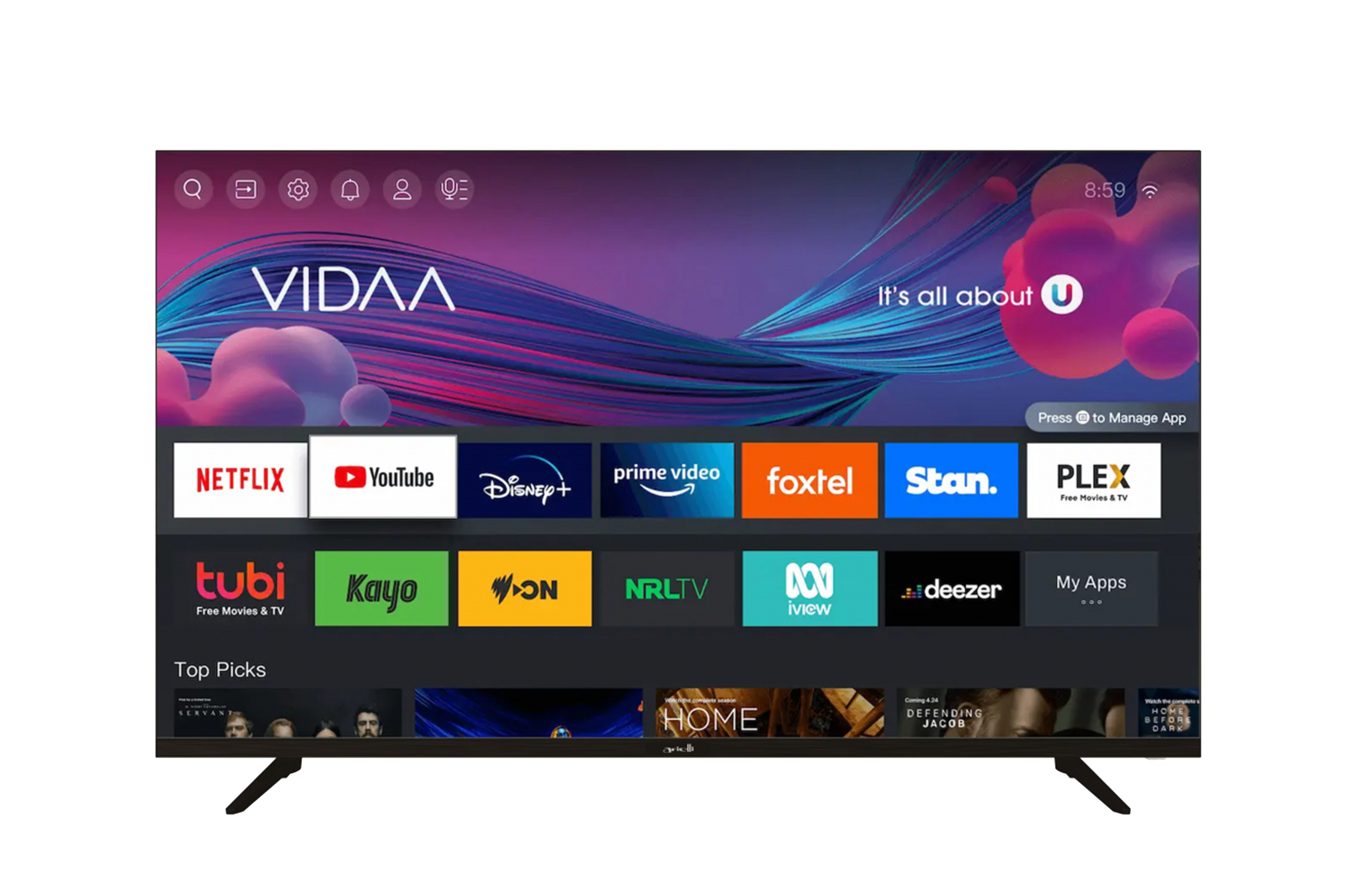 Телевизор Arielli LED55N215VDA SMART 55 инча 4K Ultra HD LED VIDAA