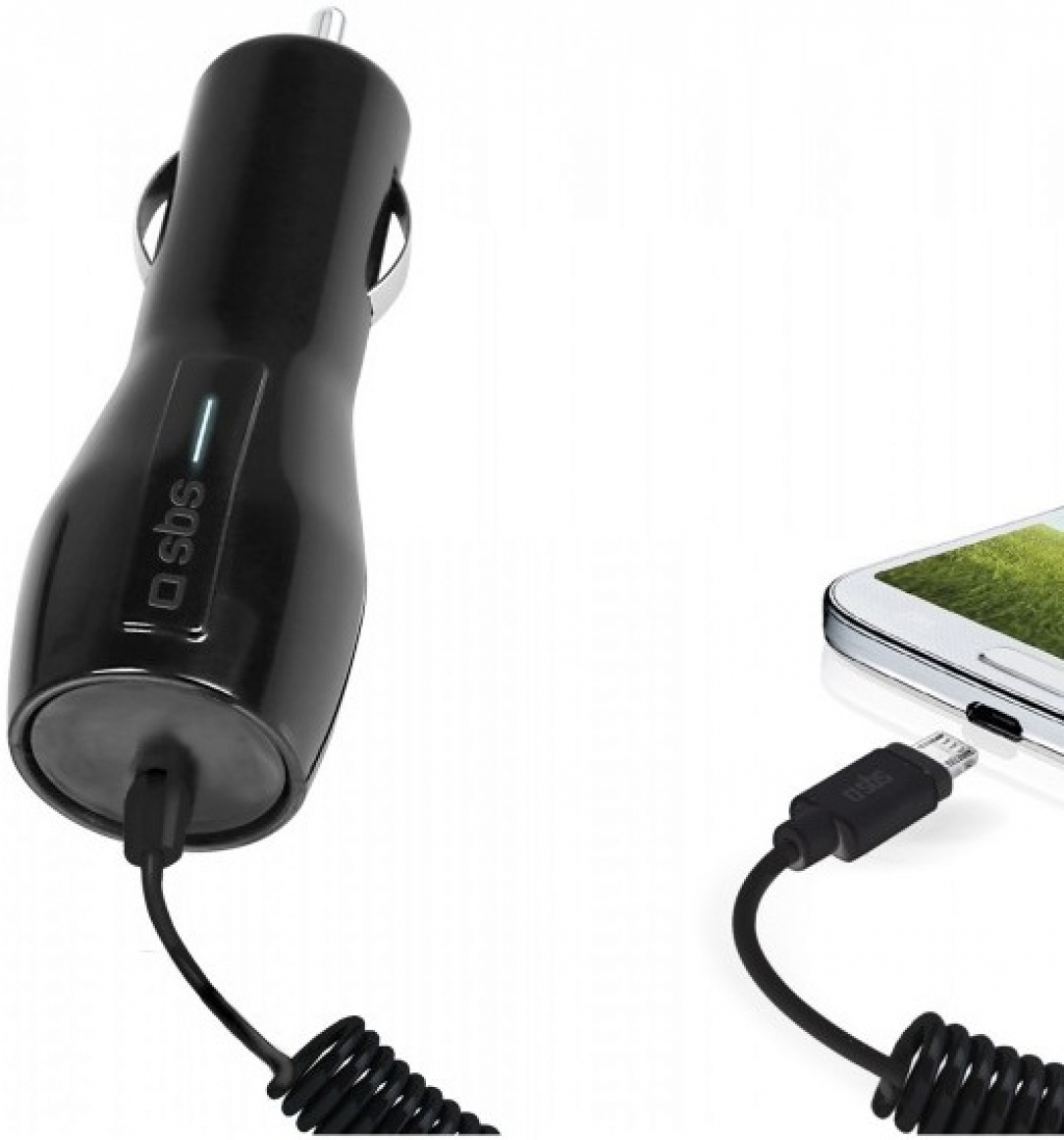 Зарядно за кола SBS Car charger 1000 mAh with cable, micro USB TECARMICRO1A