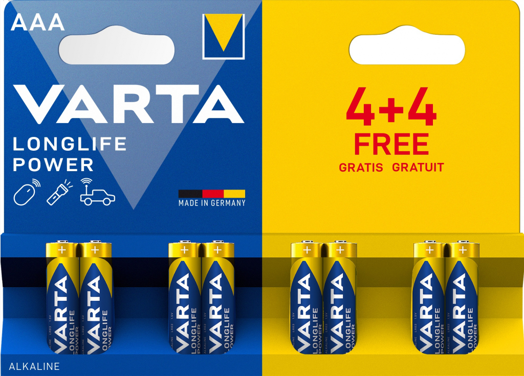 Батерии Varta LONGLIFE POWER AAA BLI 8 (4+4)