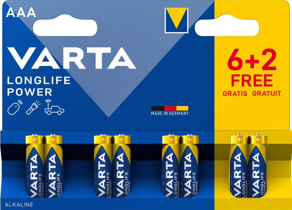 Батерии Varta LONGLIFE POWER AAA BLI 8 (6+2)