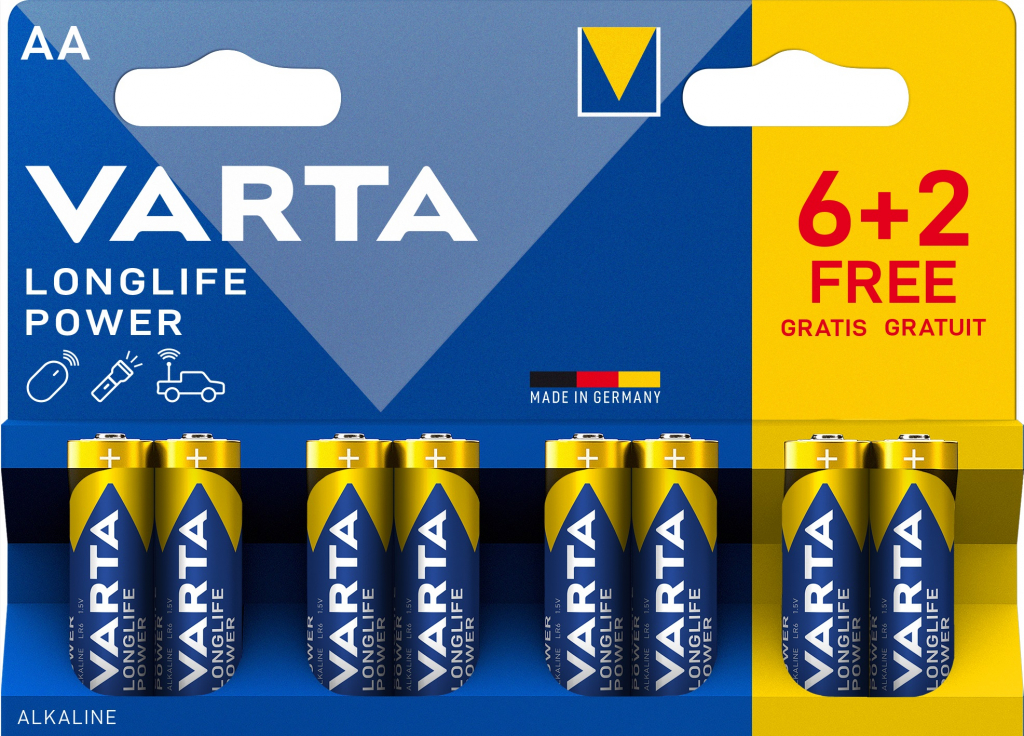 Батерии Varta LONGLIFE POWER AA BLI 8 (6+2)