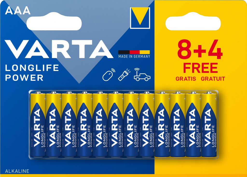 Батерии Varta LONGLIFE POWER AAA BLI 12 (8+4)
