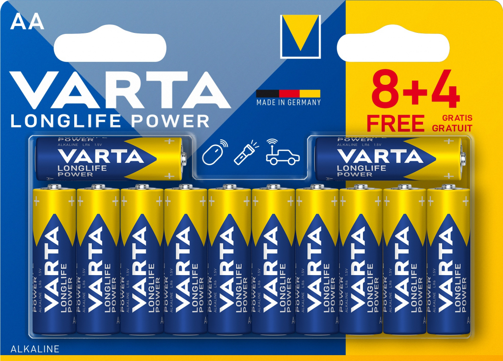 Батерии Varta LONGLIFE POWER AA BLI 12 (8+4)