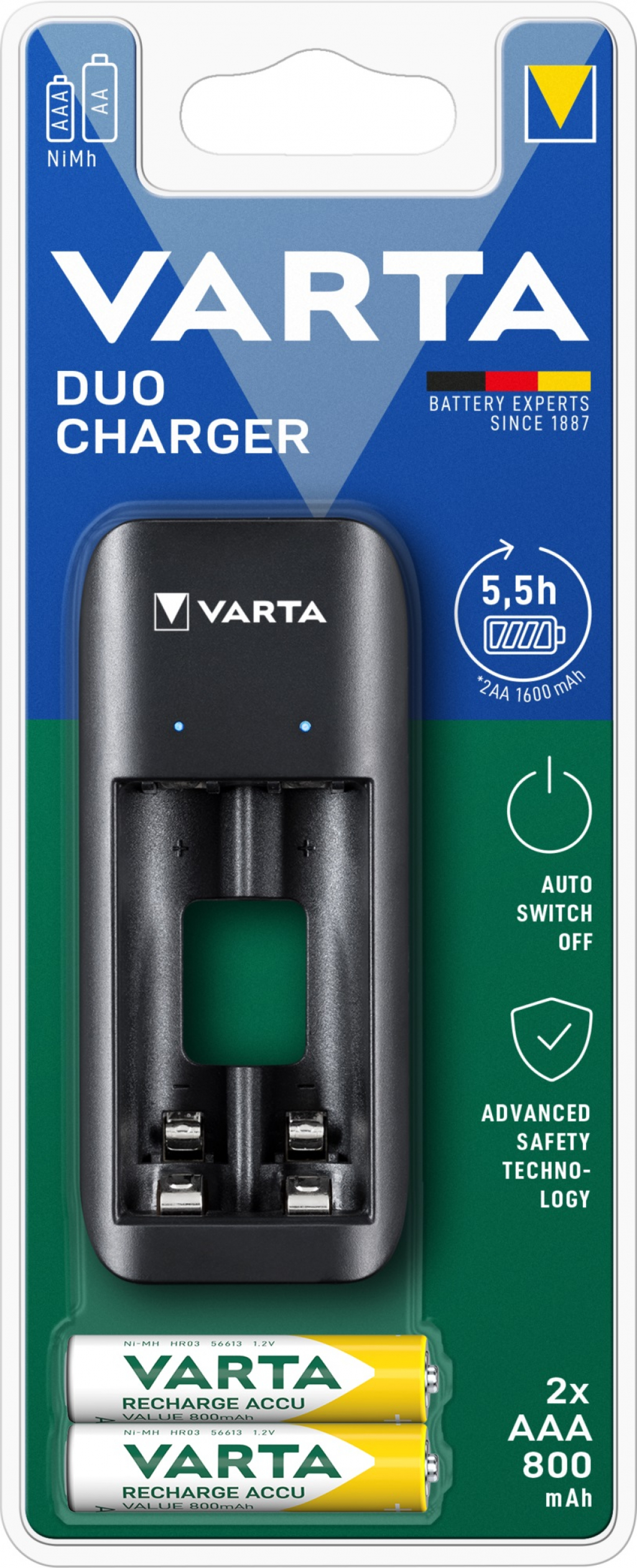 Зарядно у-во за батерии Varta VALUE USB DUO CHARGER BLI 1 + 2x 56703 AAA