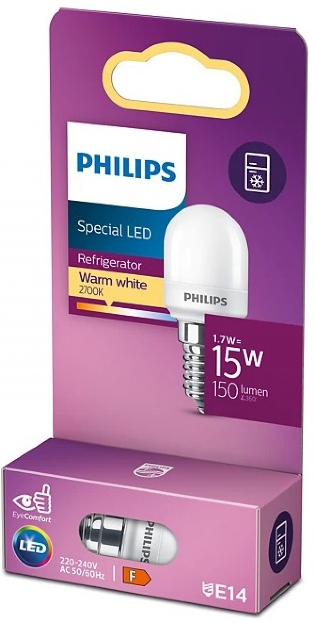 Крушка Philips LED 1.7 = 15 W 827/T25 E14 за хладилник