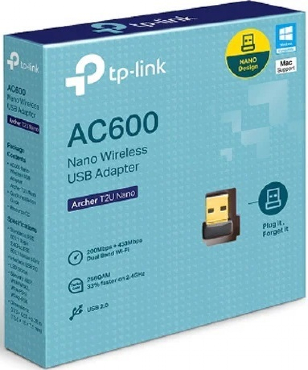 Мрежови адаптор TP-Link Archer T2U Nano wifi адаптер