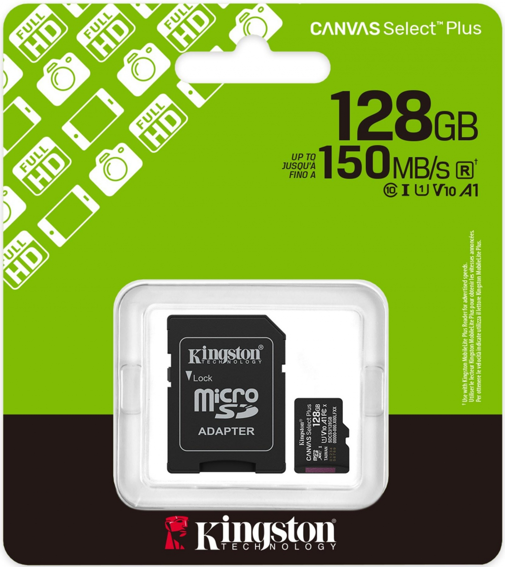 SD micro карта памет KINGSTON SDCS3/128GB Canvas Select Plus