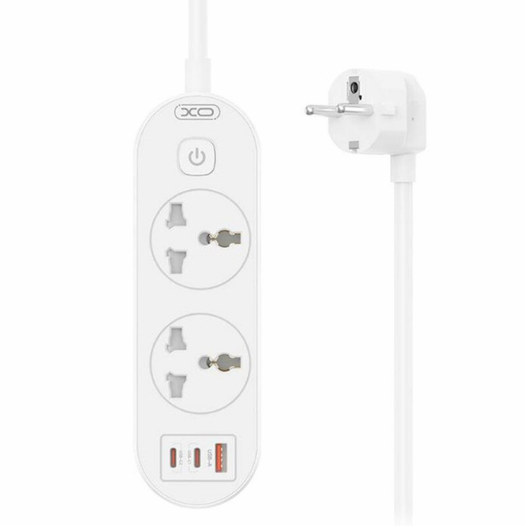 Разклонител XO WL31 30W за ЕС, 2 гнезда, 2 Type-C и USB порта, 2500W, 1.5M кабел