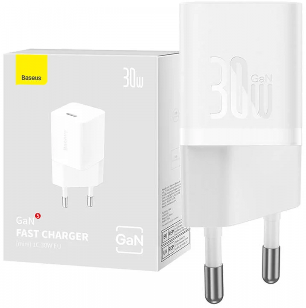 Зарядно устройство Baseus Universal mini fast charger Baseus GaN5 30W white