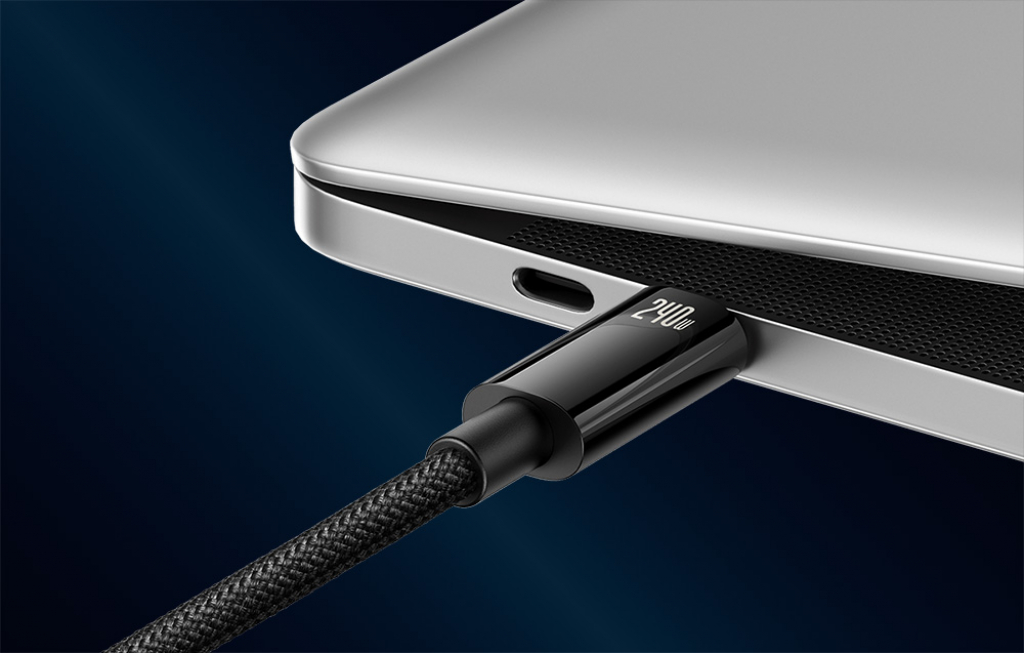 Кабел Baseus Tungsten Gold Fast Charging Data Cable Type-C to Type-C 240W 1m Black