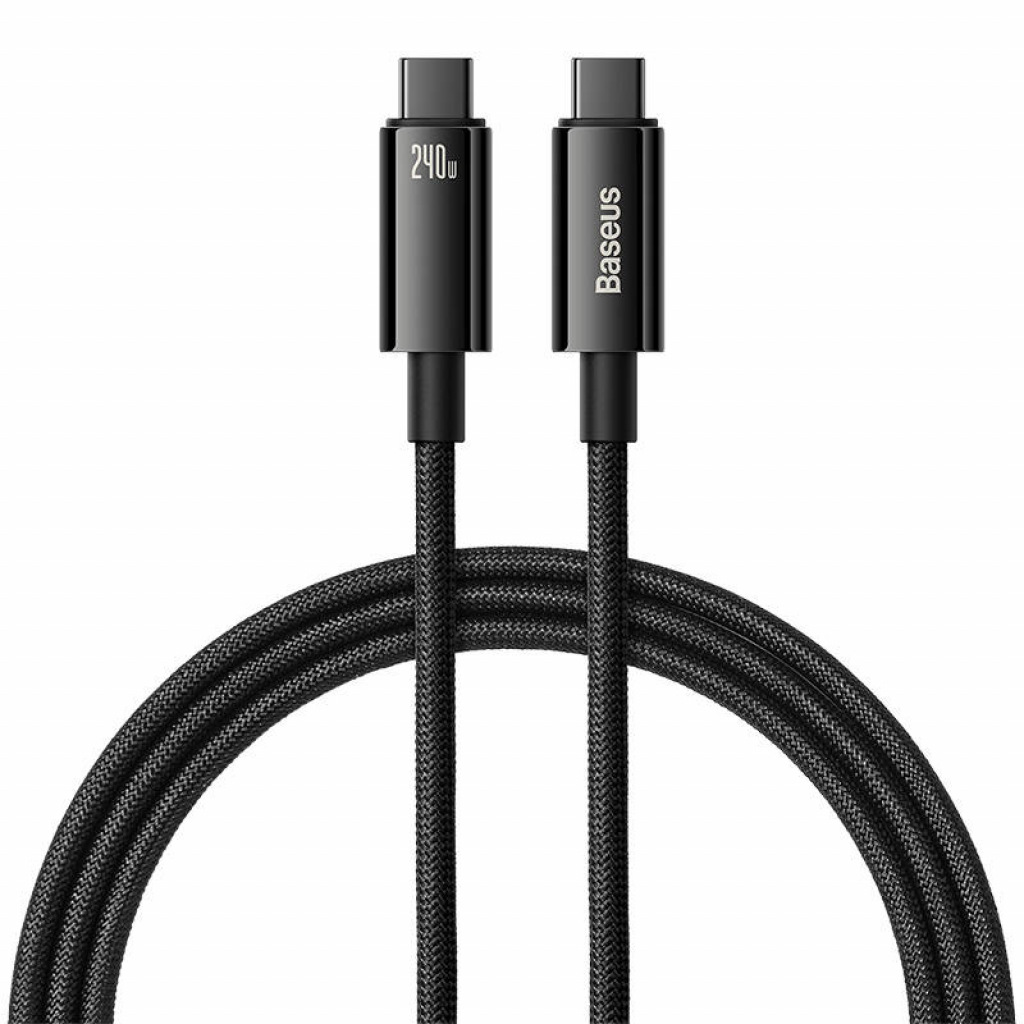Кабел Baseus Tungsten Gold Fast Charging Data Cable Type-C to Type-C 240W 1m Black