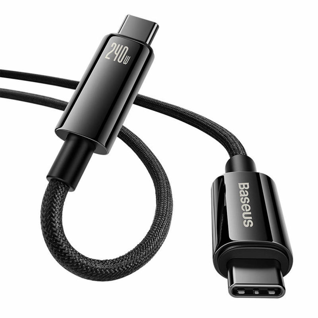 Кабел Baseus Tungsten Gold Fast Charging Data Cable Type-C to Type-C 240W 1m Black