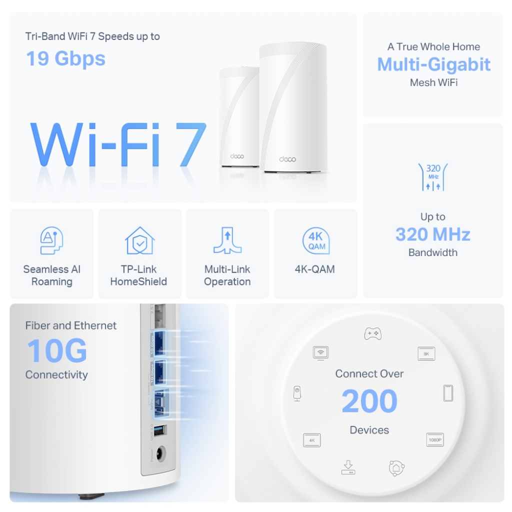 Мрежови адаптор TP-Link Deco BE85 2-pack Mesh