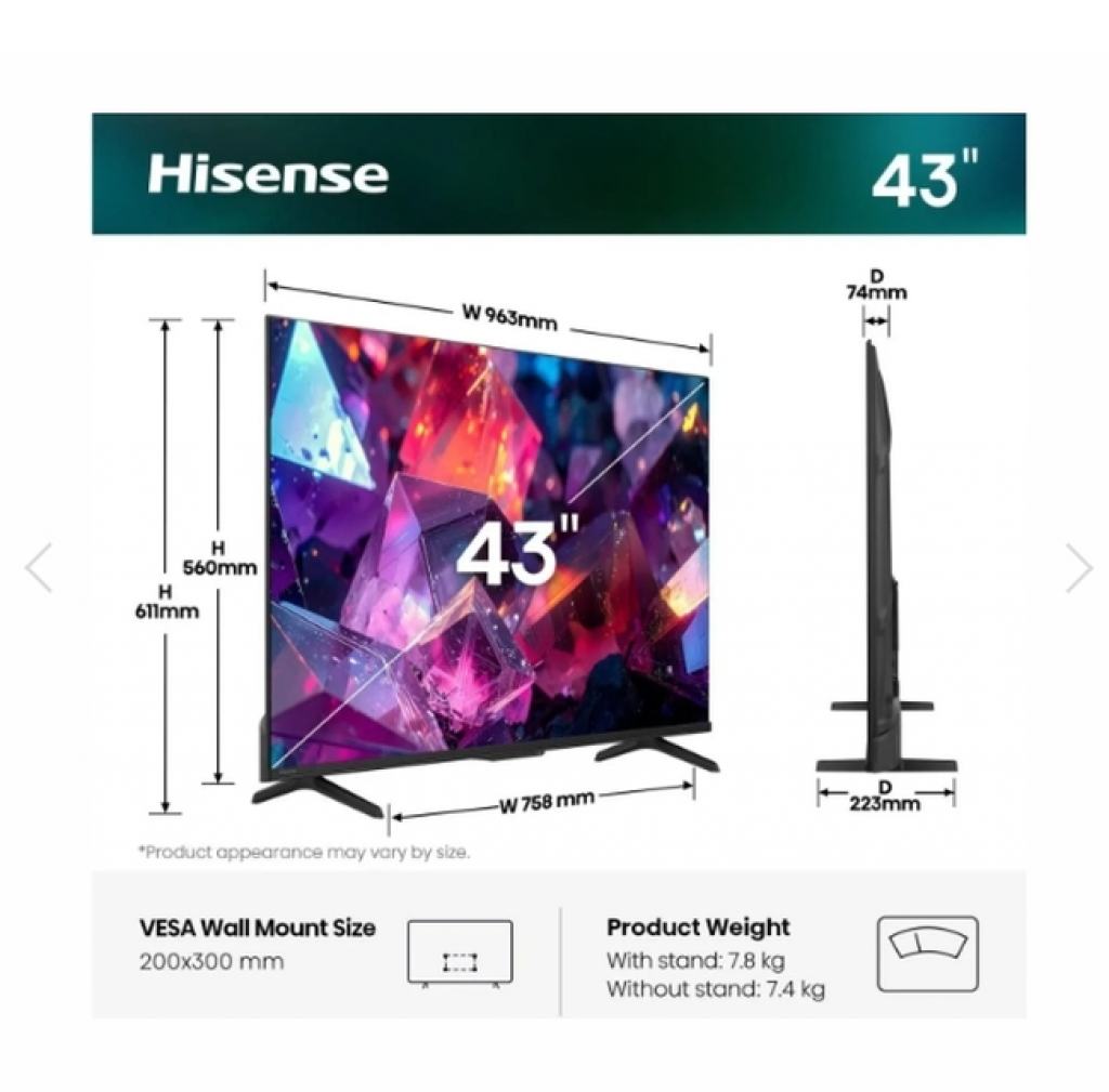Телевизор Hisense 43E7S PRO