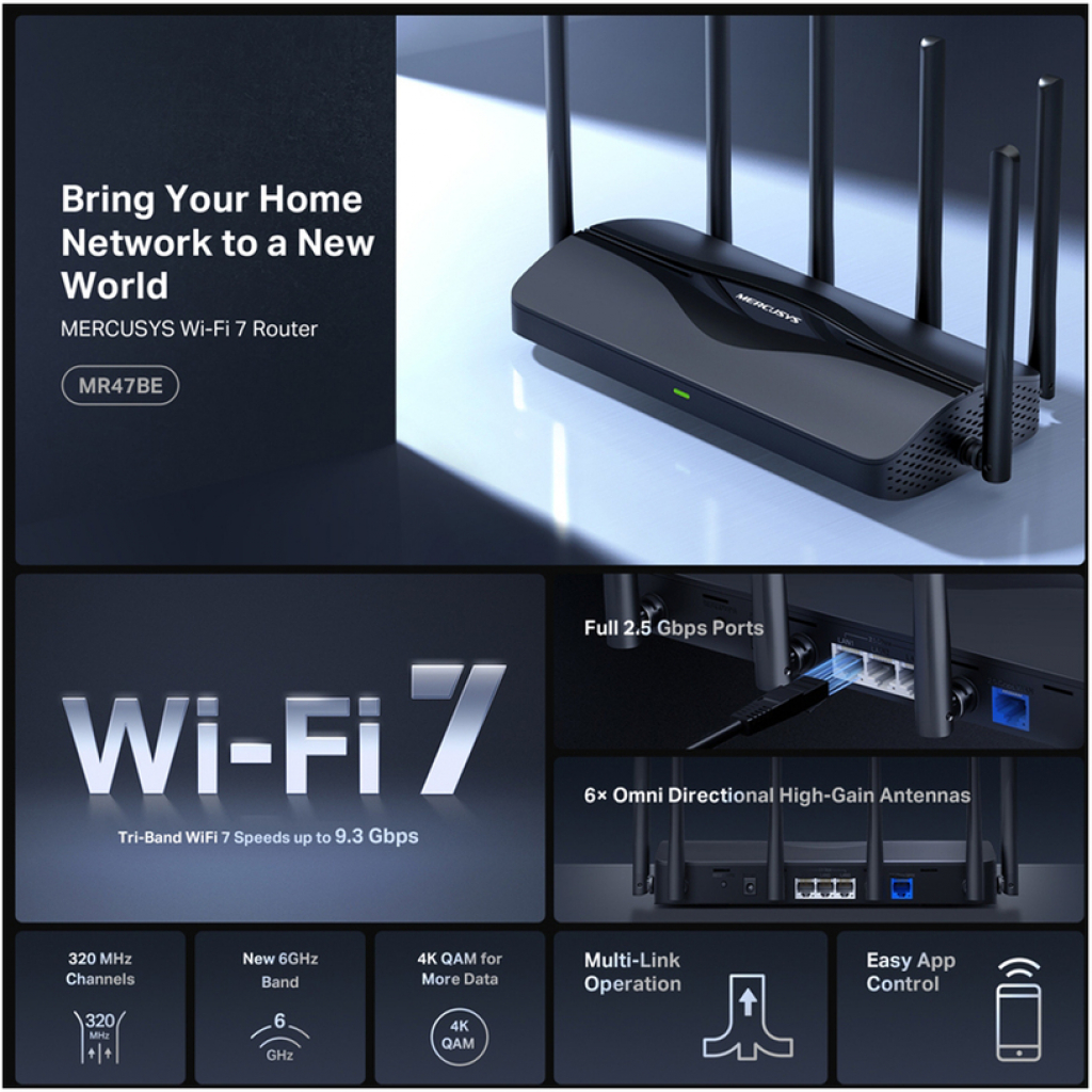 Мрежови адаптор MERCUSYS MR47BE wifi рутер