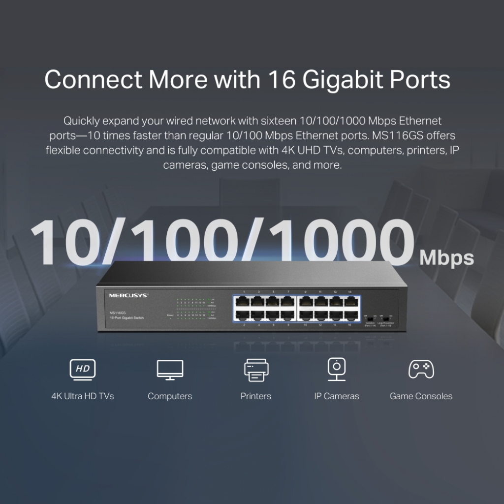 Мрежови адаптор MERCUSYS MS116GS gigabit switch